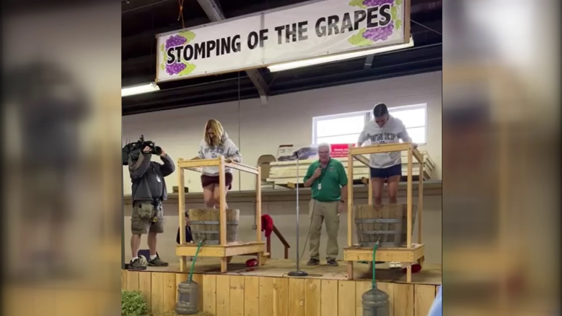 Newswatch 16's Nikki Krize and Ally Gallo took part in the stomping of the grapes competition Tuesday.