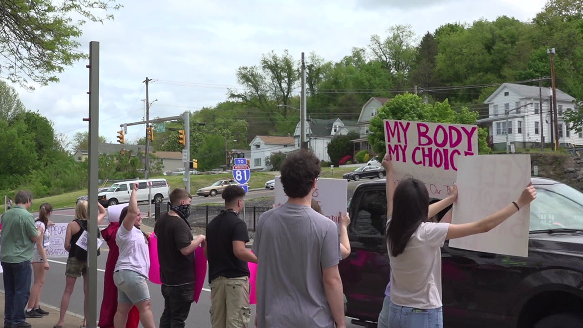 The battle over abortion rights reached our area; those supporting a woman's right to choose took to the streets.