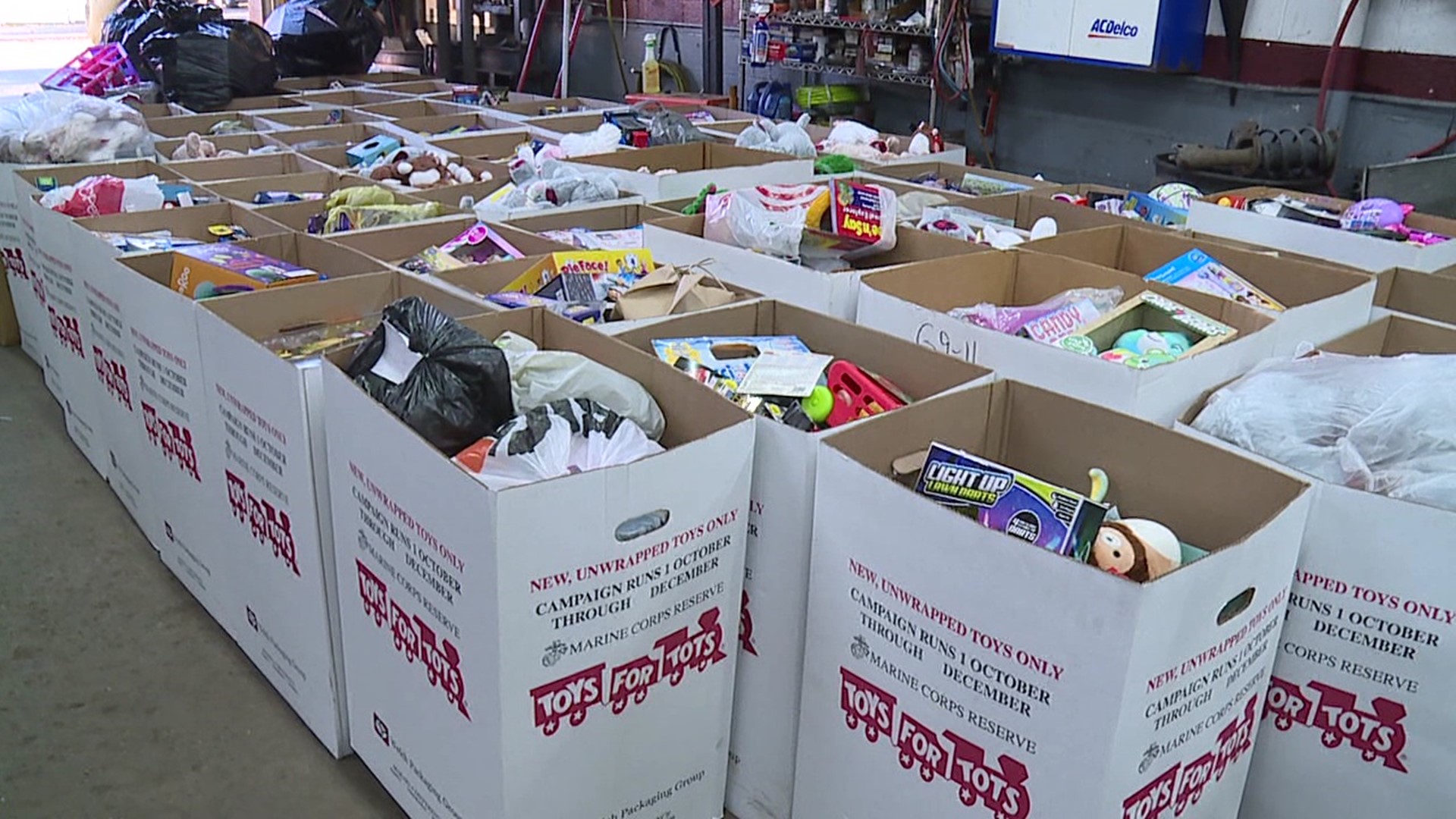 More than 300 boxes of donations were loaded into a tractor-trailer on Wednesday in Scranton.