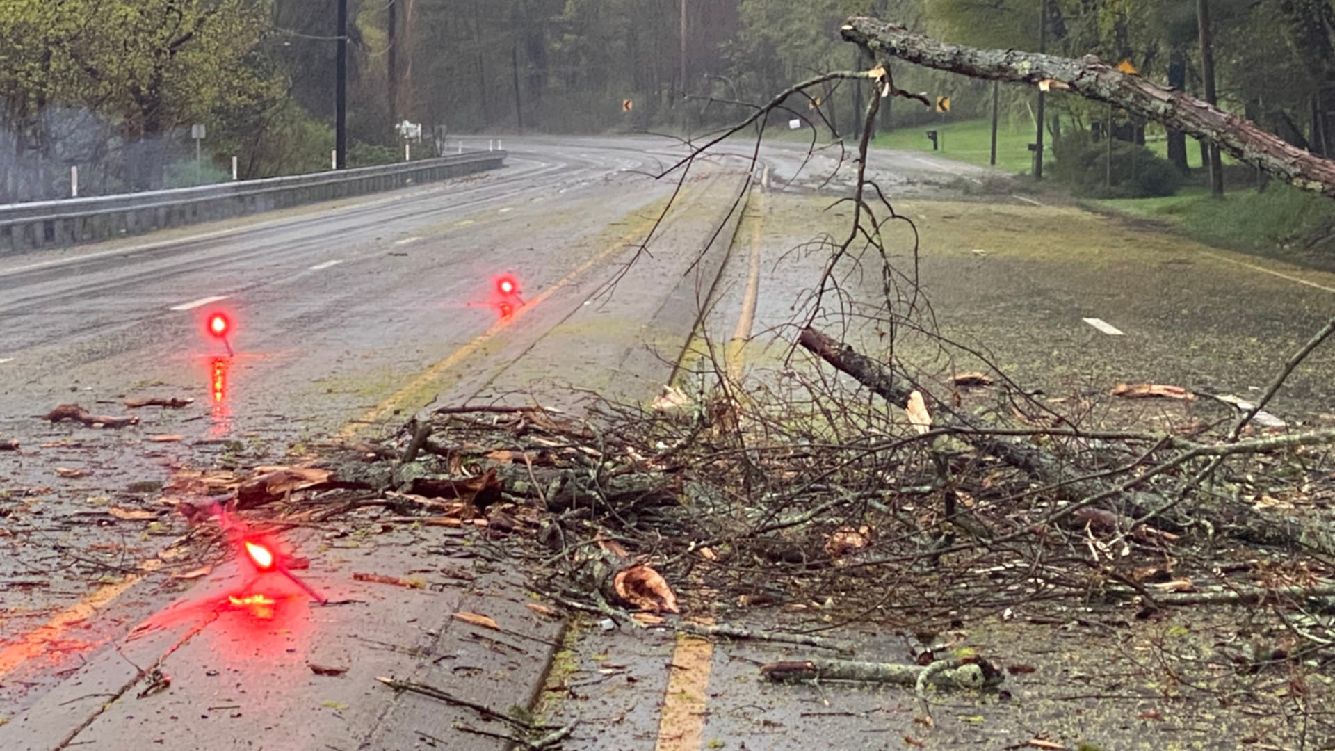 Routes 6 & 11 had lanes shut down and homes and businesses do not have power in the area.