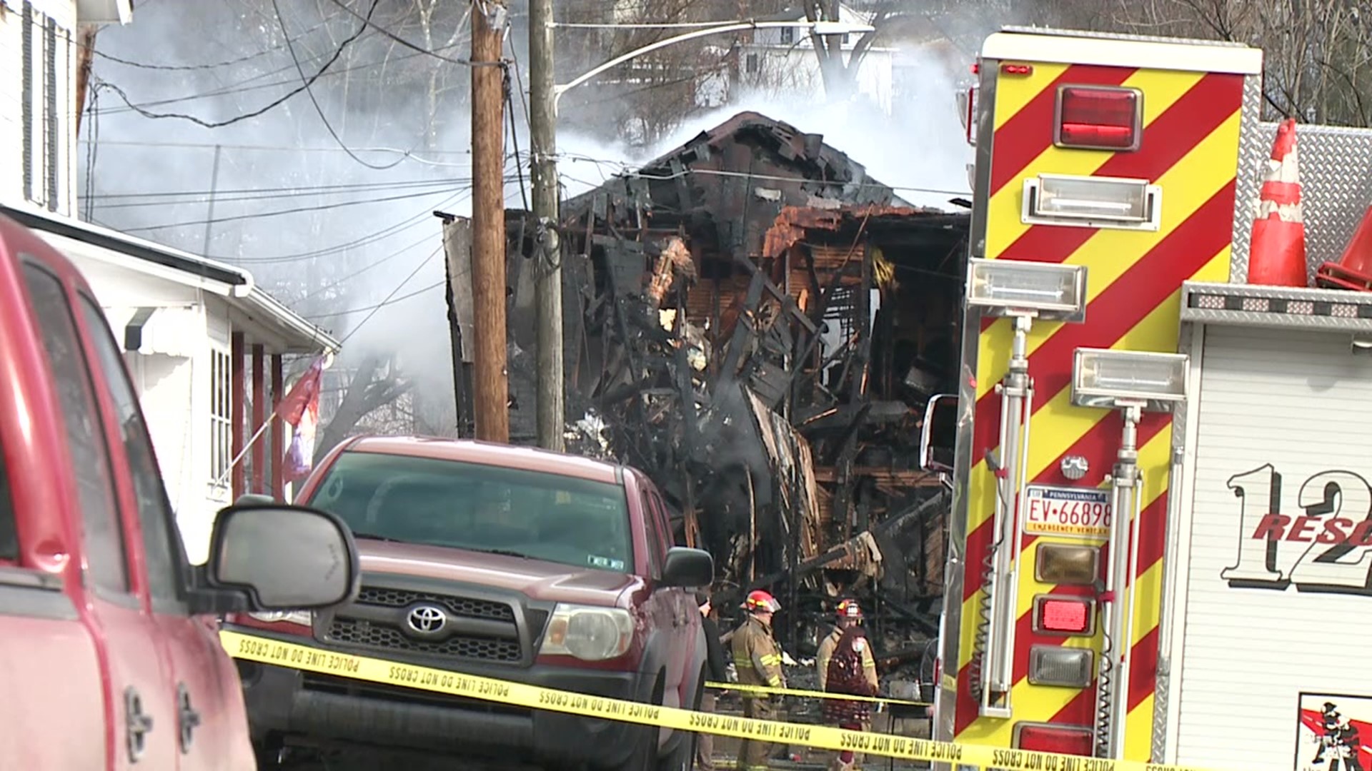 The coroner was called to a fire in Shickshinny early Wednesday morning. Family members confirm four people are dead.