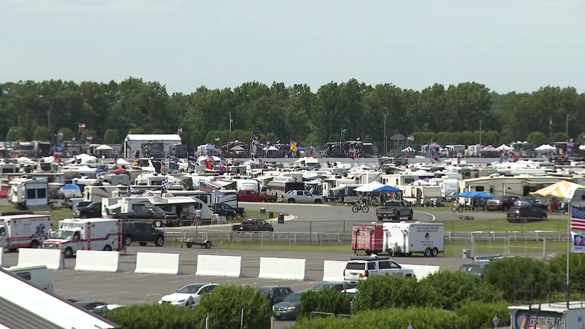 This is the largest crowd in recent history at Pocono Raceway, and officials remind people to be patient.