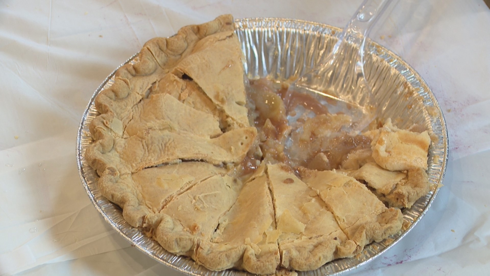 Folks could buy a ticket and get as many slices of pie as they wanted at the Abington Christian Academy.