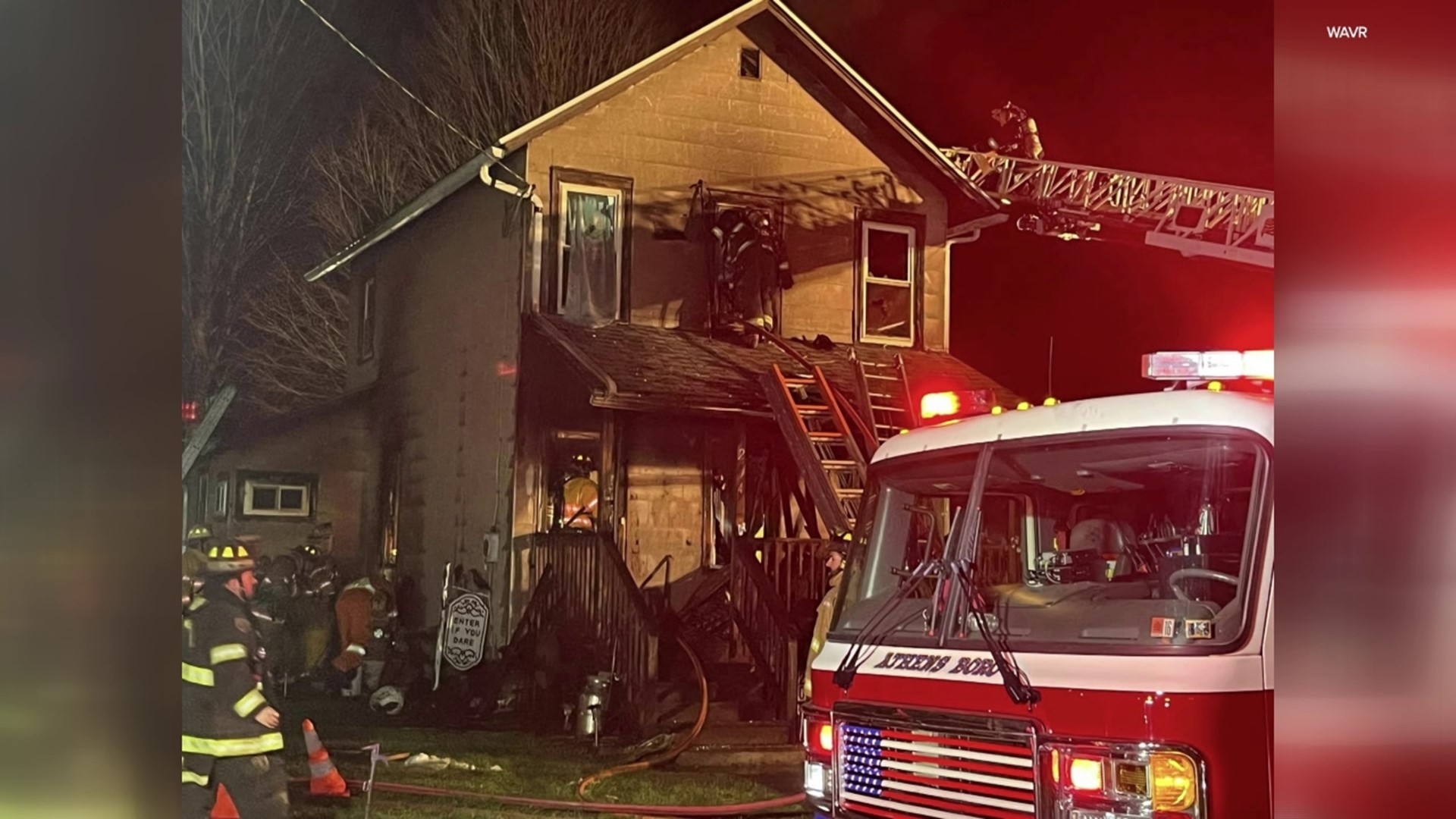 Crews battled flames at a home in Athens Borough on Wednesday night.