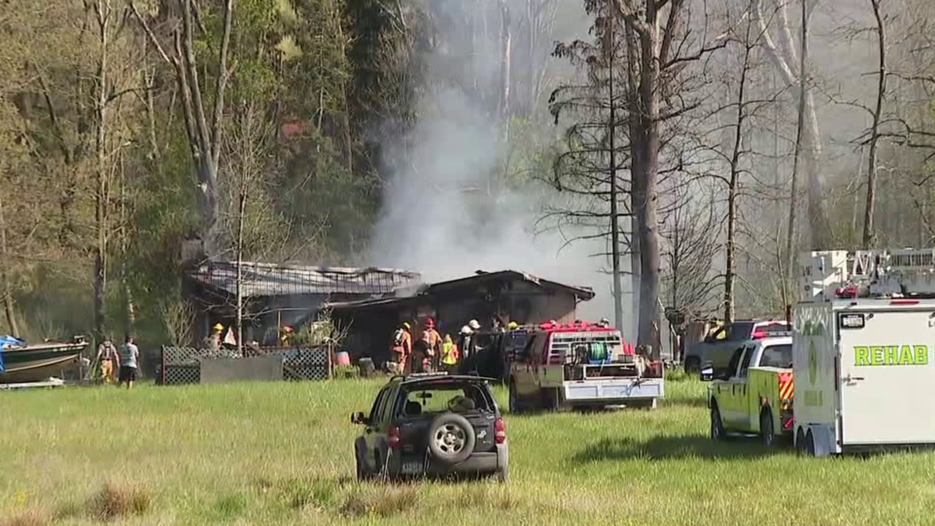 Flames broke out at the home near Danville around 4 p.m.