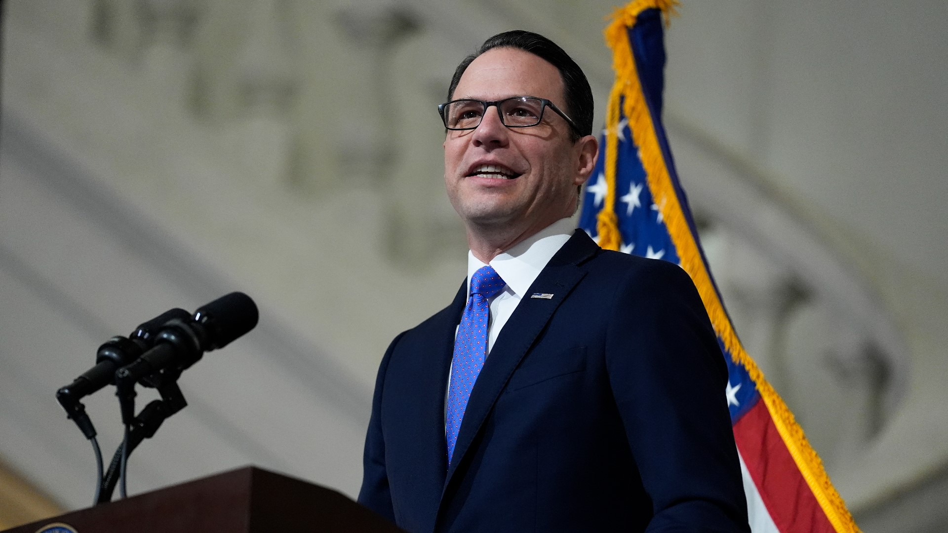 Gov. Josh Shapiro addressed a joint session of the Pennsylvania House and Senate in the Rotunda of the state Capitol Tuesday afternoon.