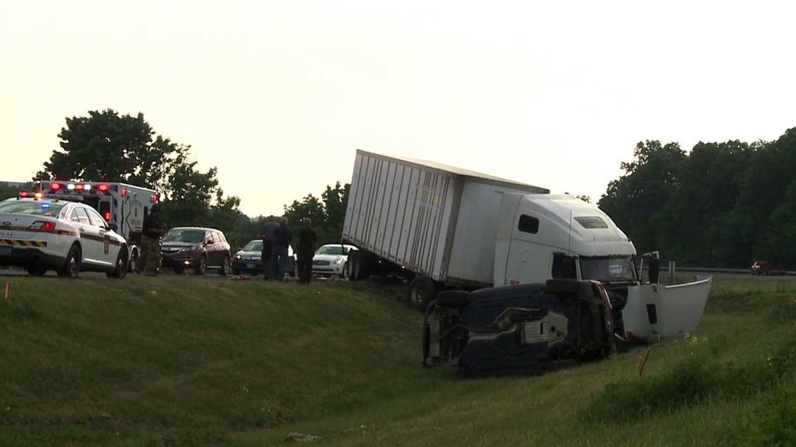 Tractor Trailer Crash On Interstate 81 Car Flips Over