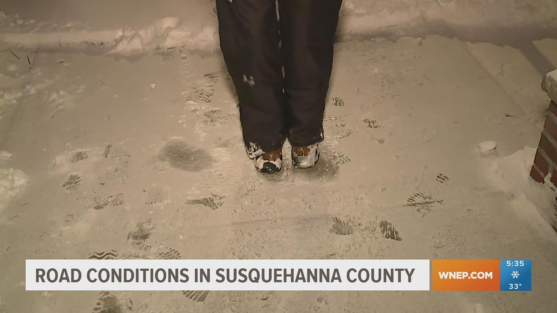 Newswatch 16's Elizabeth Worthington has a look at the road conditions in Susquehanna County.