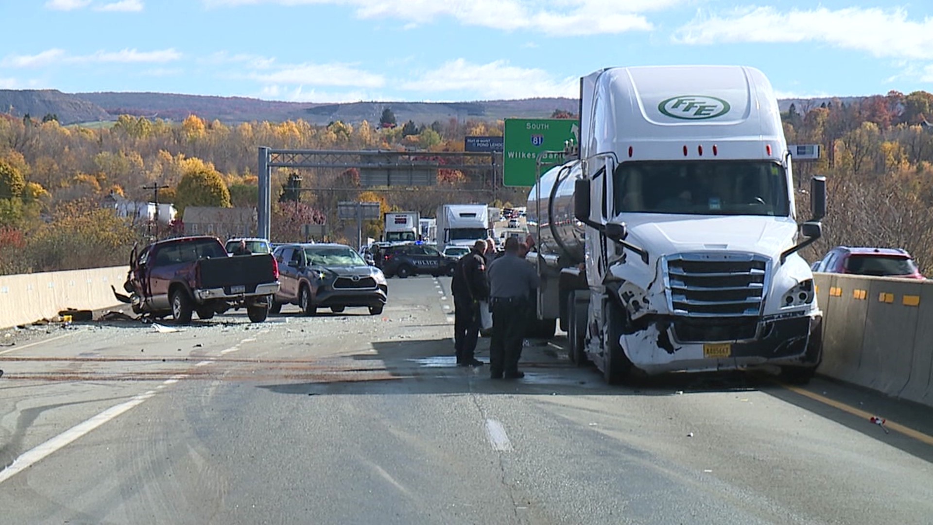 The multi-vehicle wreck happened just before noon near the Main Avenue exit (190).