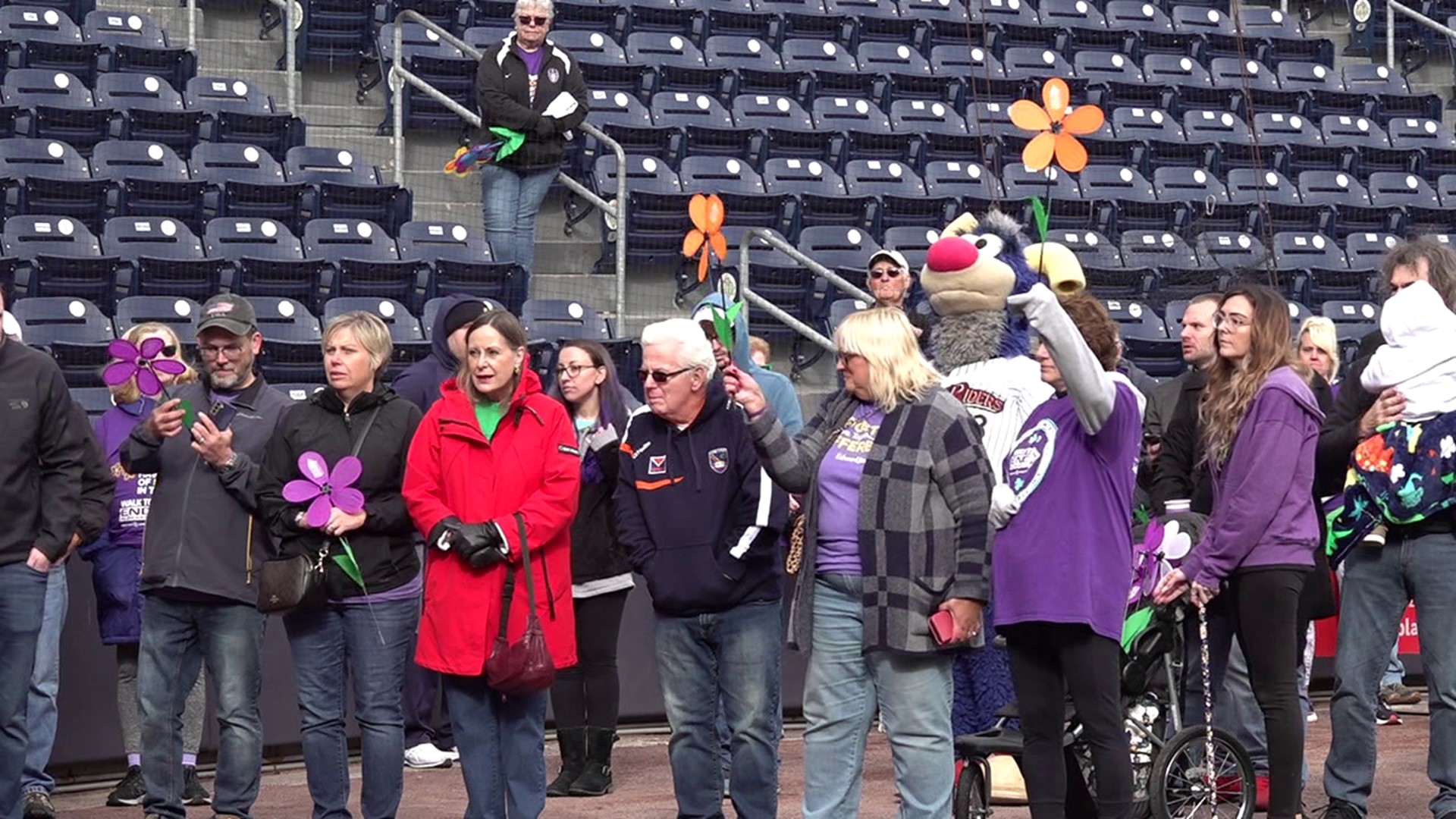 Around 300 people throughout the area joined the fight to end Alzheimer's Saturday at PNC field.