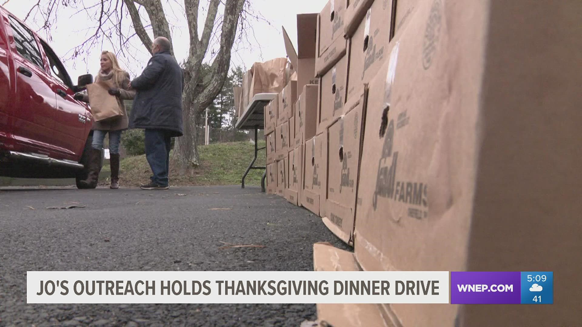 Almost two hundred frozen turkeys and other Thanksgiving fixings were handed out to families in need today in the Poconos.
