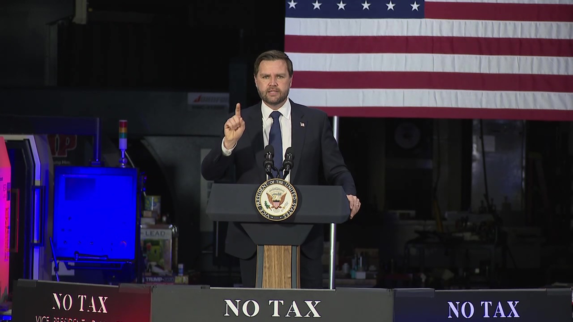 Vice President JD Vance landed in Luzerne County Wednesday afternoon, stopping at Don's Machine Shop in West Pittston.