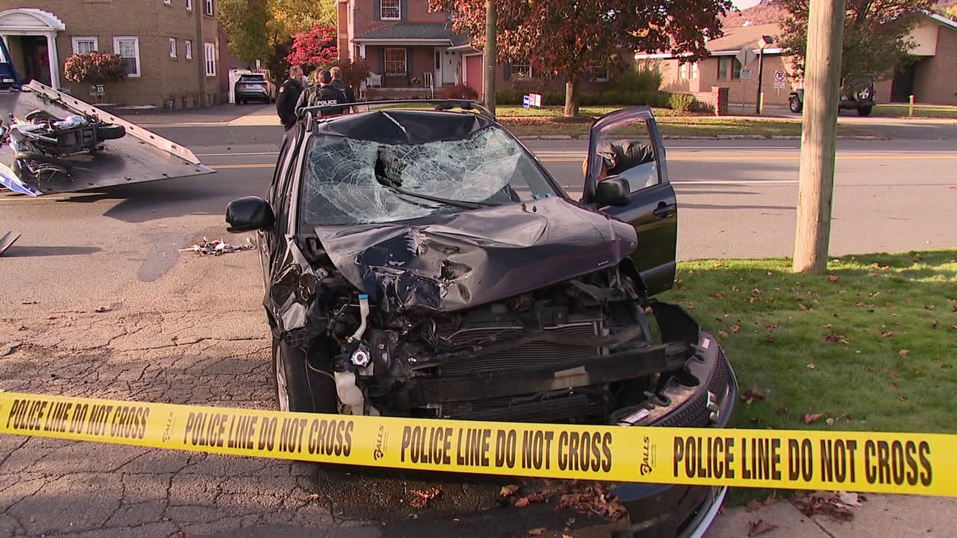 A vehicle and a motorcycle crashed in the block of Wyoming Avenue Friday afternoon. 