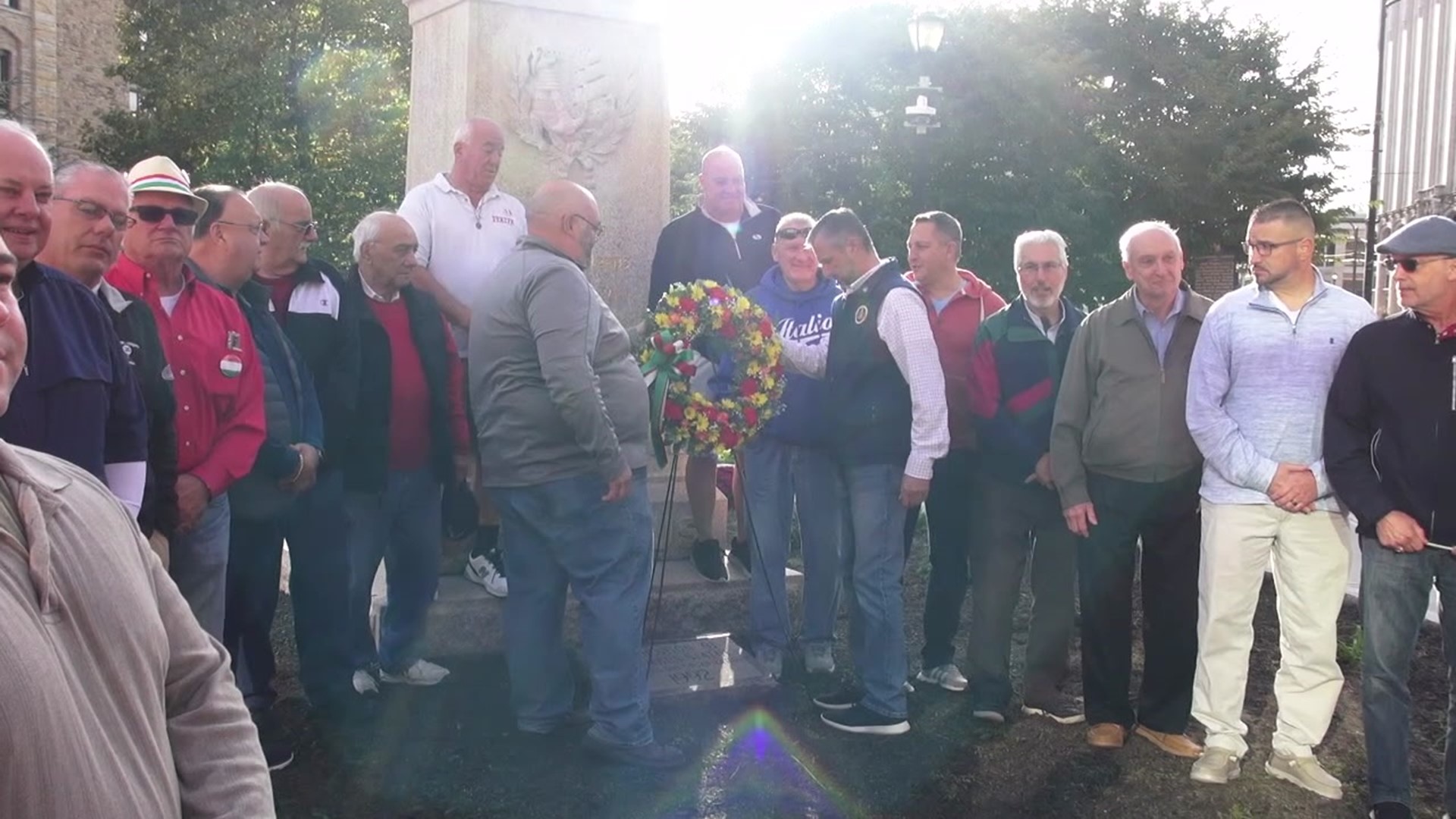 Members of the Columbus Day Association of Lackawanna County gathered on Courthouse Square Monday morning.