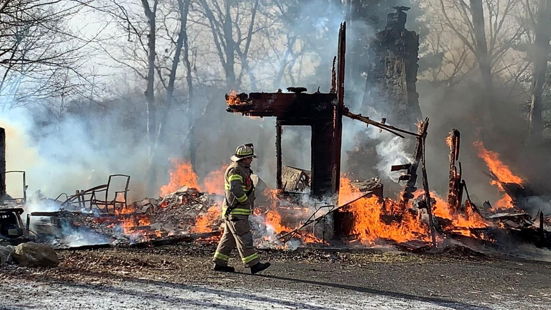 The blaze broke out on Temperance Hill in Plymouth Township Friday morning.