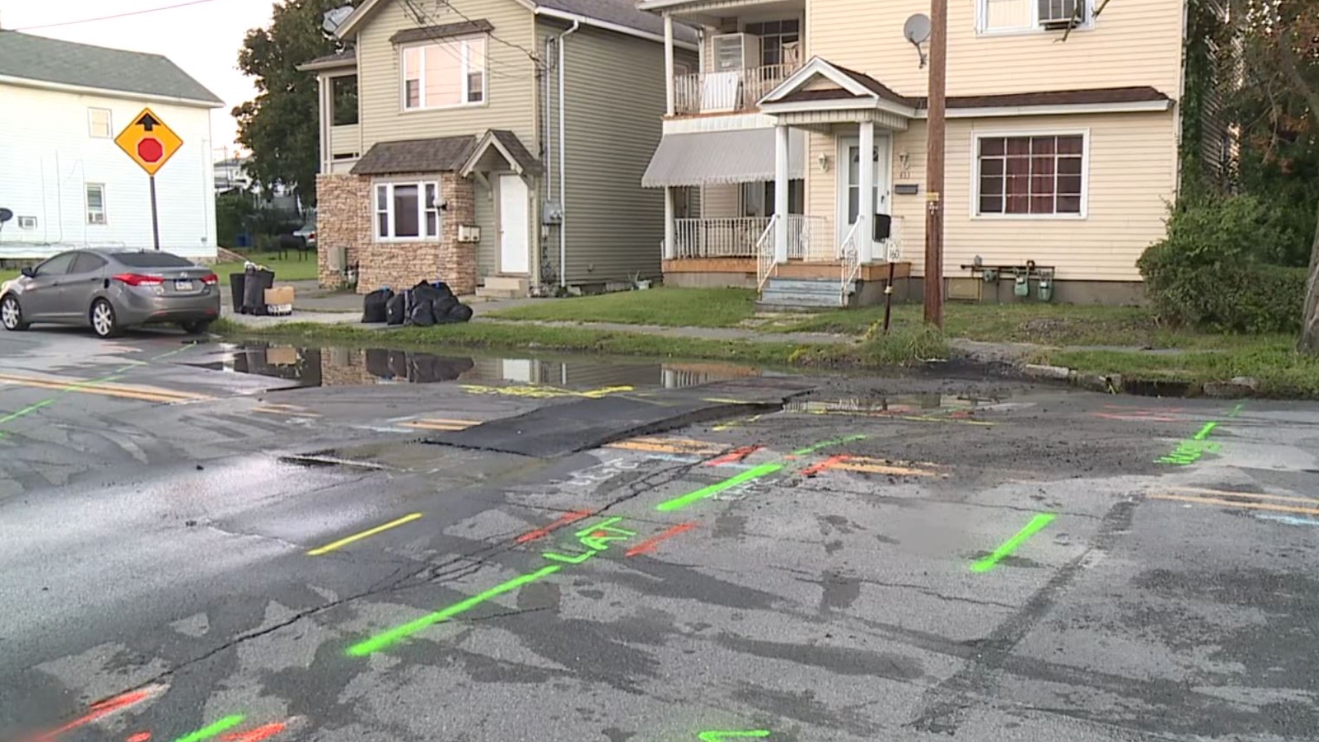 Part of a road is shut down in Scranton because of a broken water main.