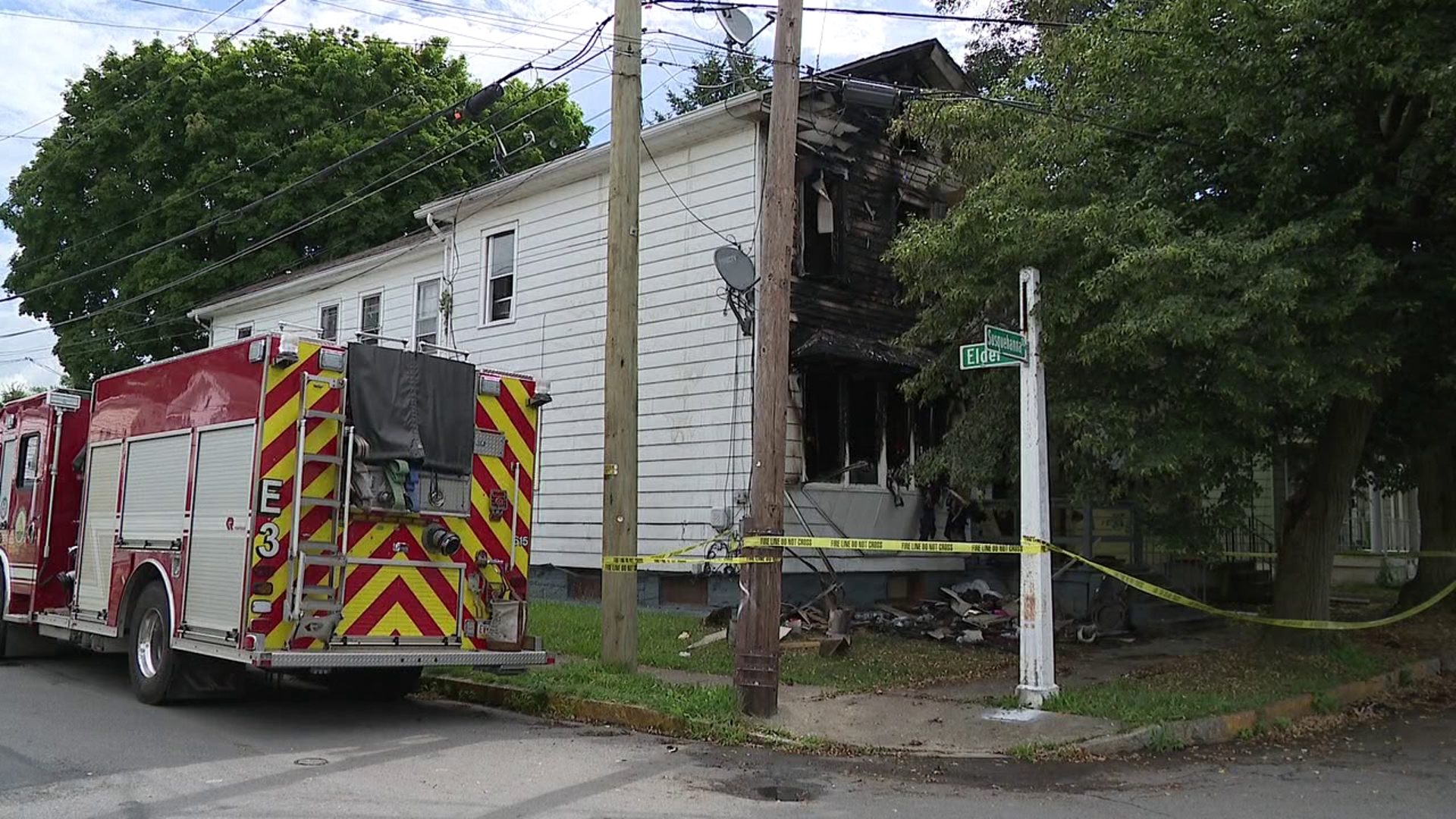 Flames broke out Tuesday night along Susquehanna Street in the city.
