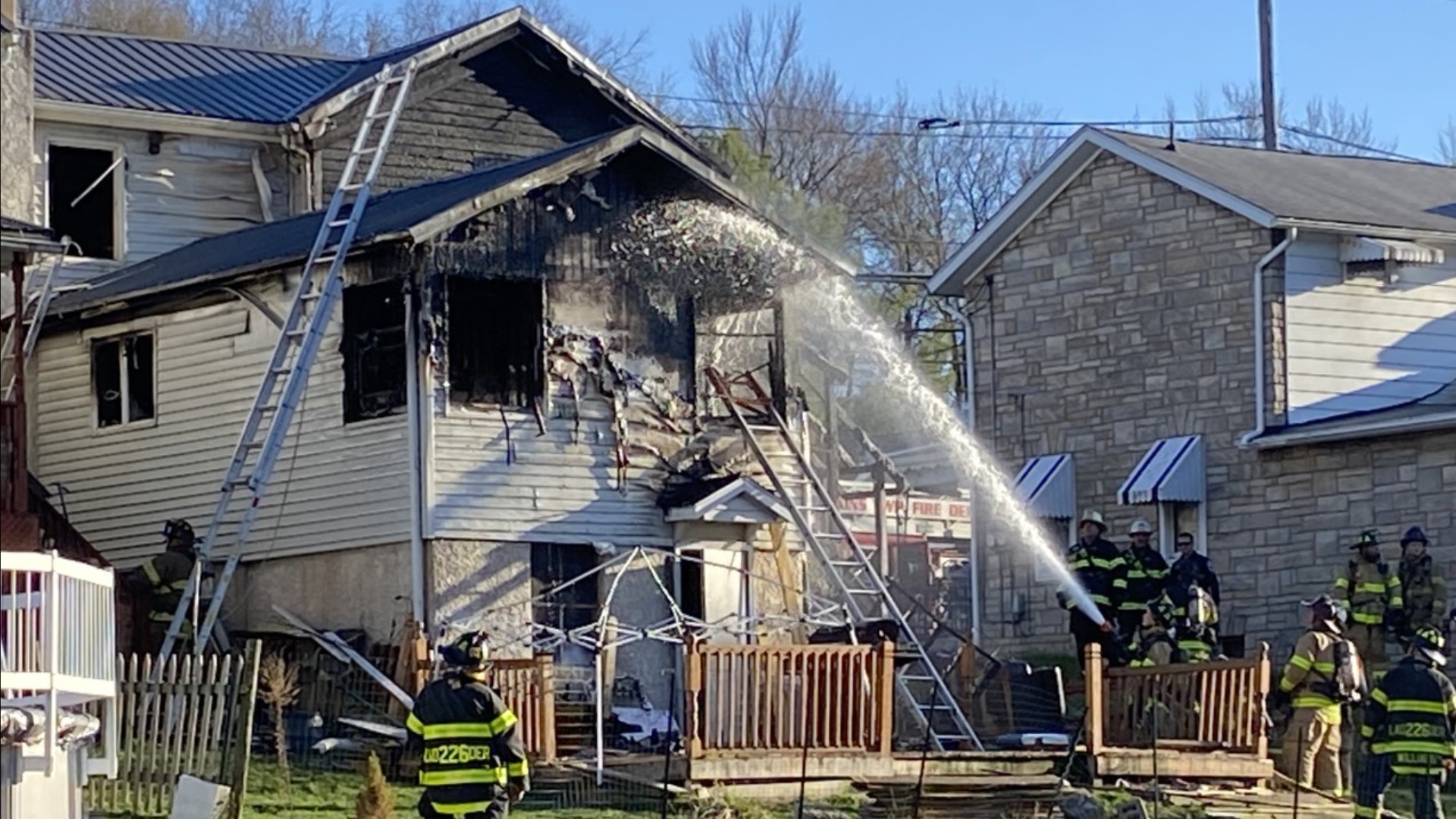 Flames broke out around 5:30 p.m. Sunday along Parsonage Street in the city.