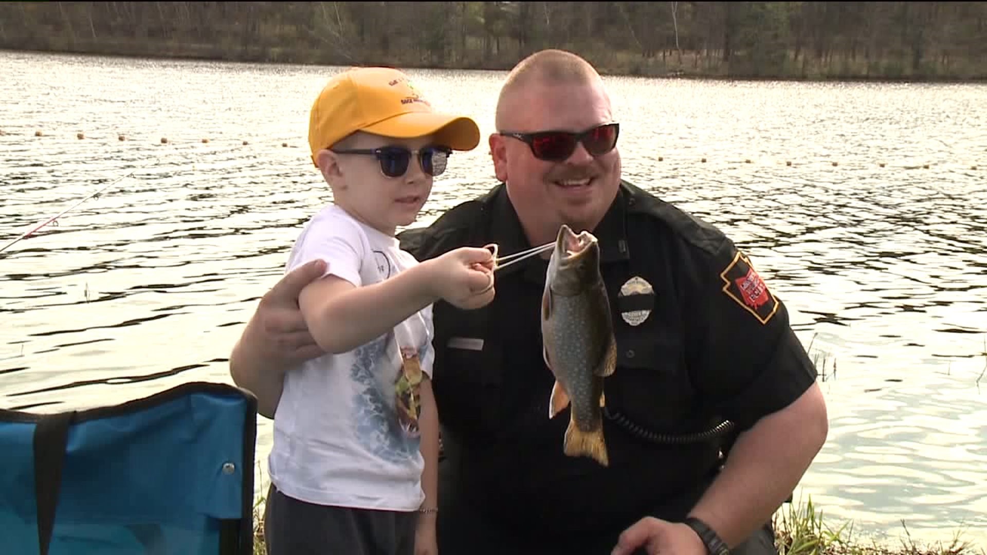 Police Officers Go Fishing with Kids