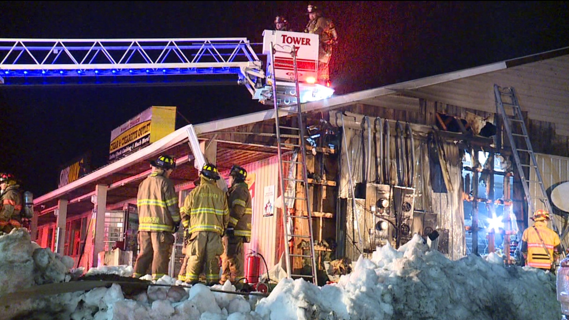 Flames damaged a business in Wyoming County early Friday morning.