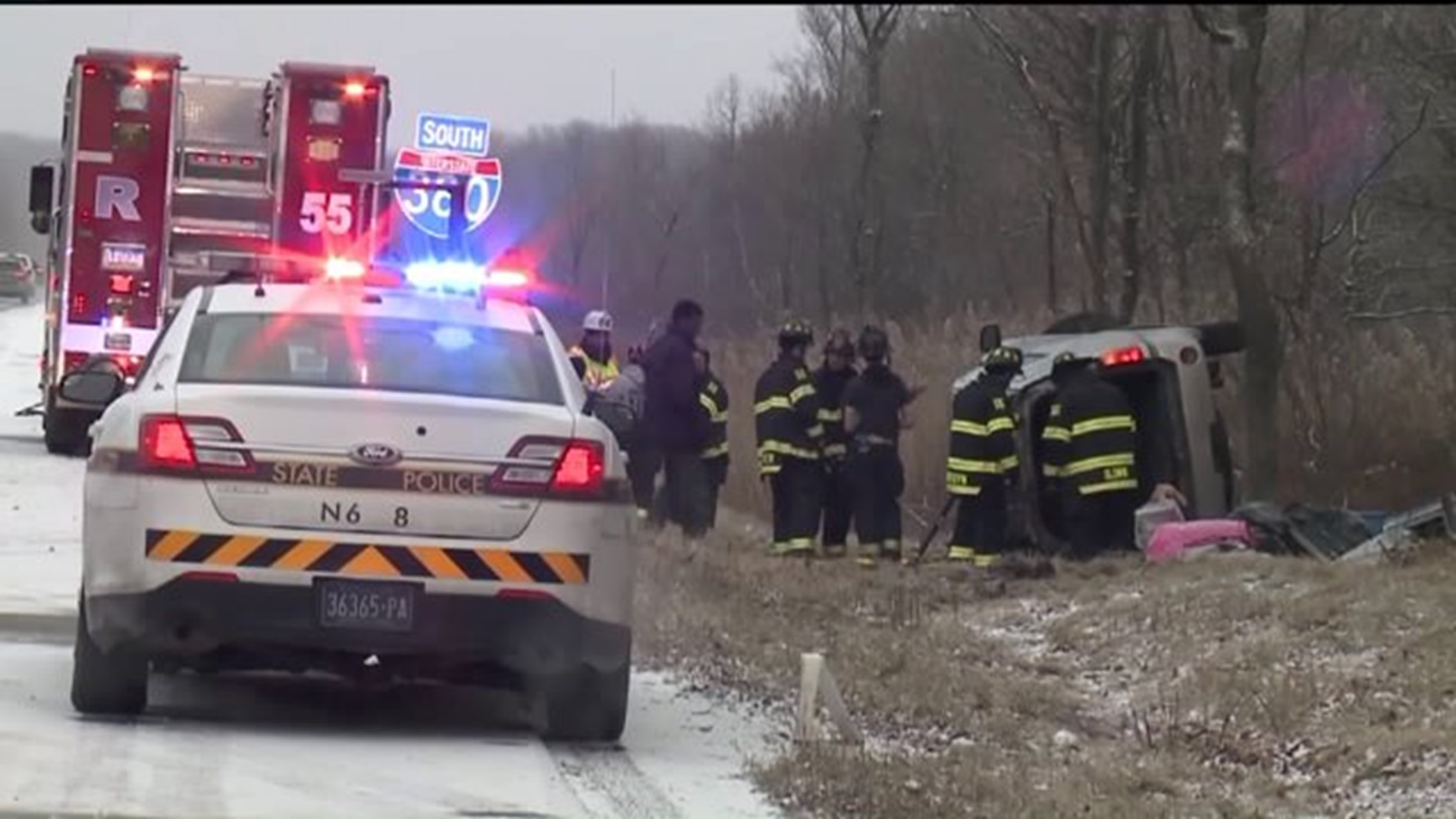 Slippery Highway Causes Car Crashes