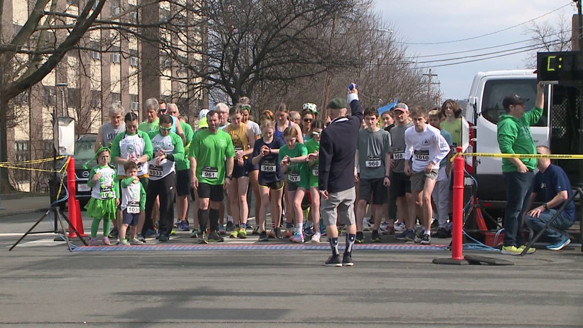 Before kicking off the return of the Scranton St. Patrick's parade, a memorial foot race was held along the same route.