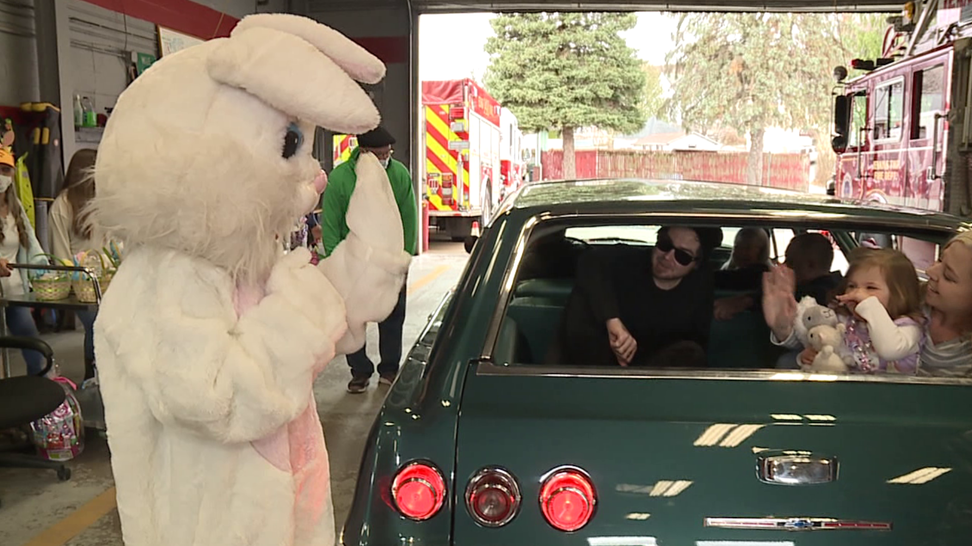 Families drove through the fire hall to get a basket full of Easter candy.