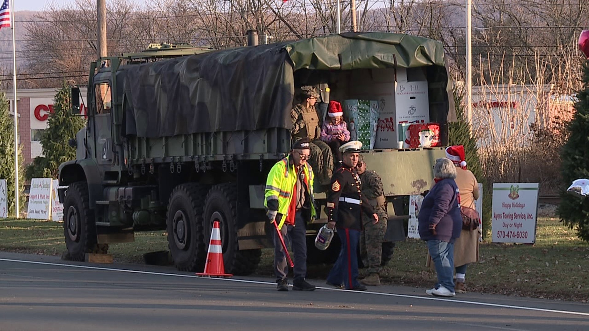 Folks came out to support Toys for Tots Sunday afternoon along Carey Avenue in Hanover Township.