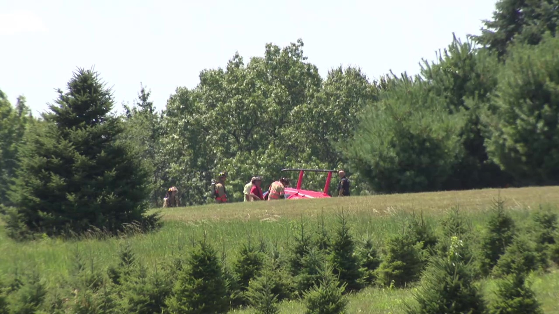 Three people were in the helicopter at the time, one was taken to the hospital with a shoulder injury.
