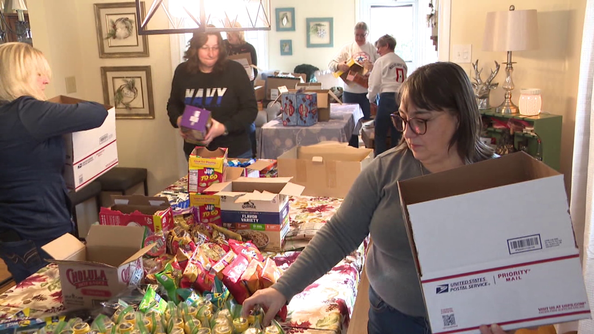 The Blue Star Mothers packed care packages for service members who couldn't make it home this holiday season.