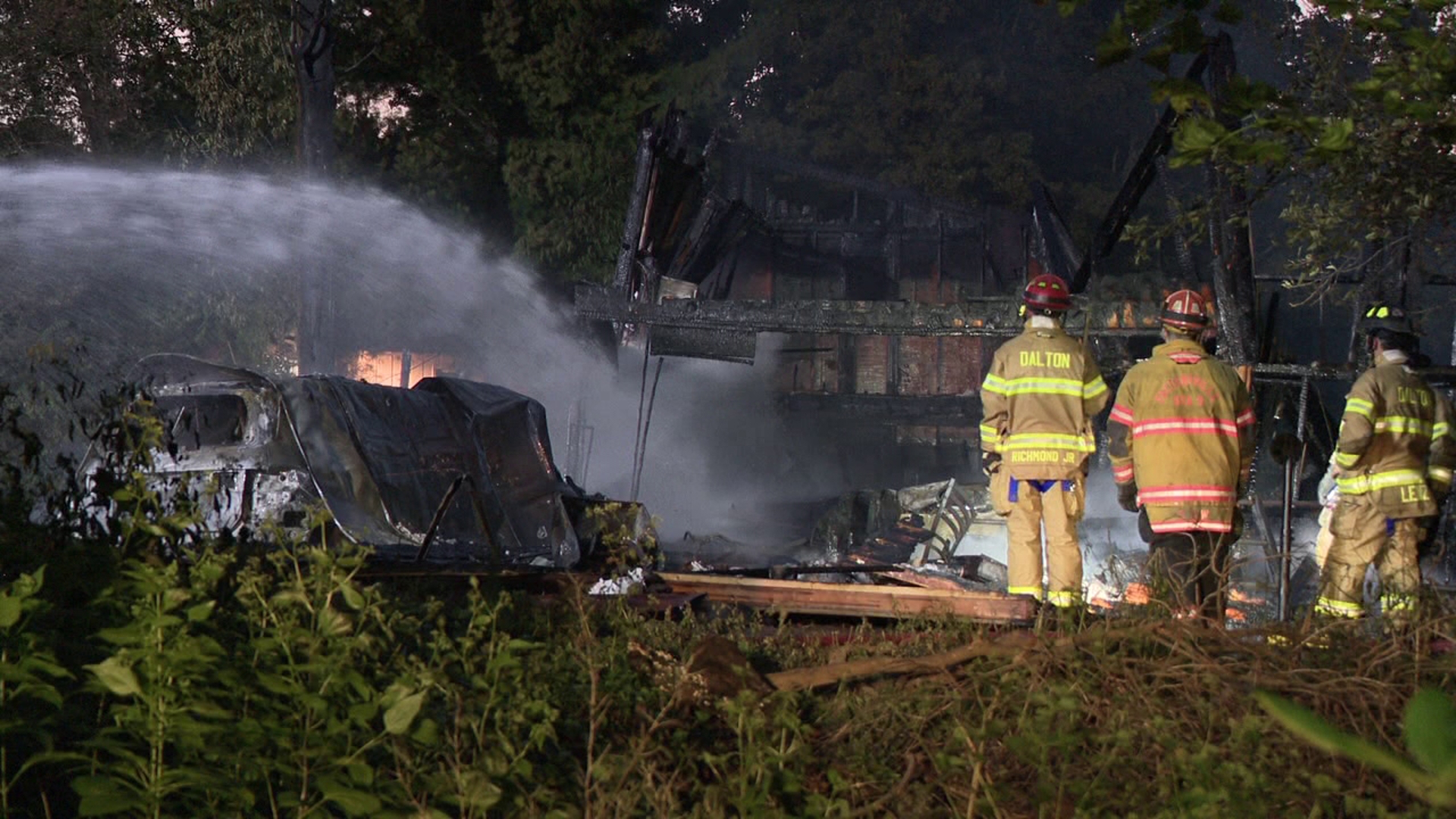 Flames broke out around 6:30 p.m. Sunday along Orchard Lane in Abington Township.