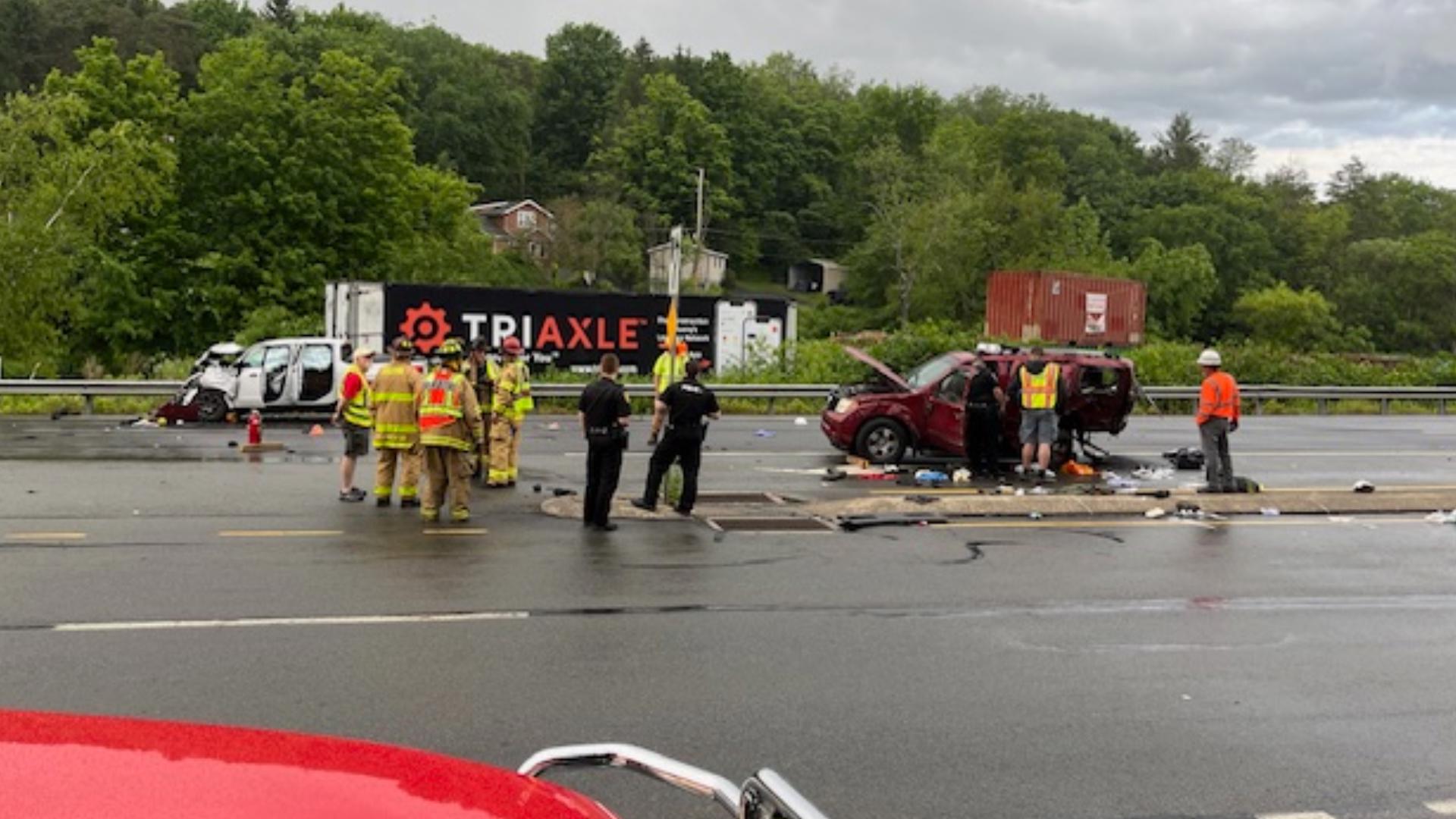 Several people are injured and lanes are closed in both directions after a multi-vehicle crash on Route 6 in Dalton on Friday afternoon.