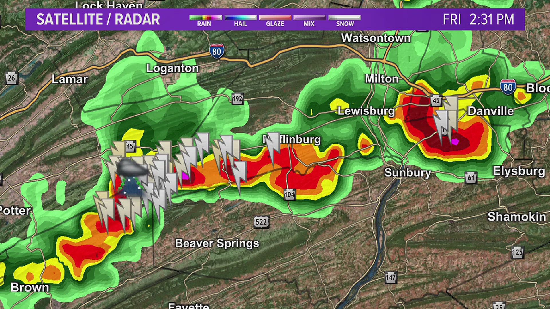 Chief Meteorologist Kurt Aaron shares an update on storms moving throughout northeastern and central Pennsylvania.