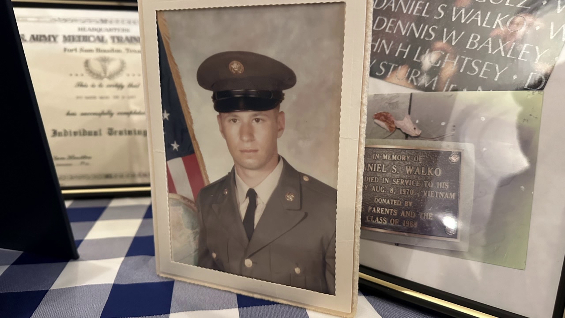 A memorial has been returned to campus after being damaged by a storm in 2012.