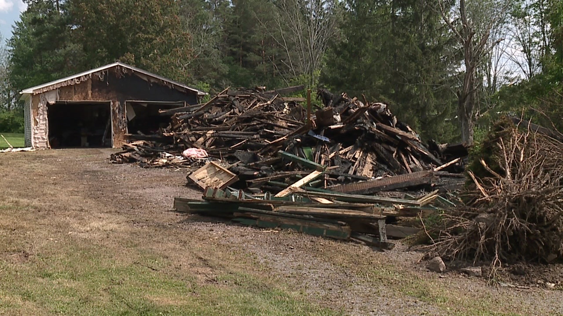 Both a woman and her dog made it out of the house with only minor injuries.