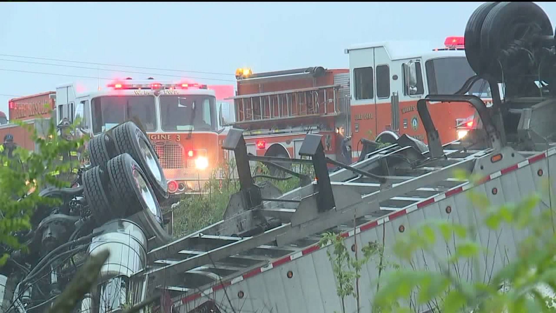 Driver Cut From Cab Following Tractor Trailer Crash on I-81 in Luzerne County