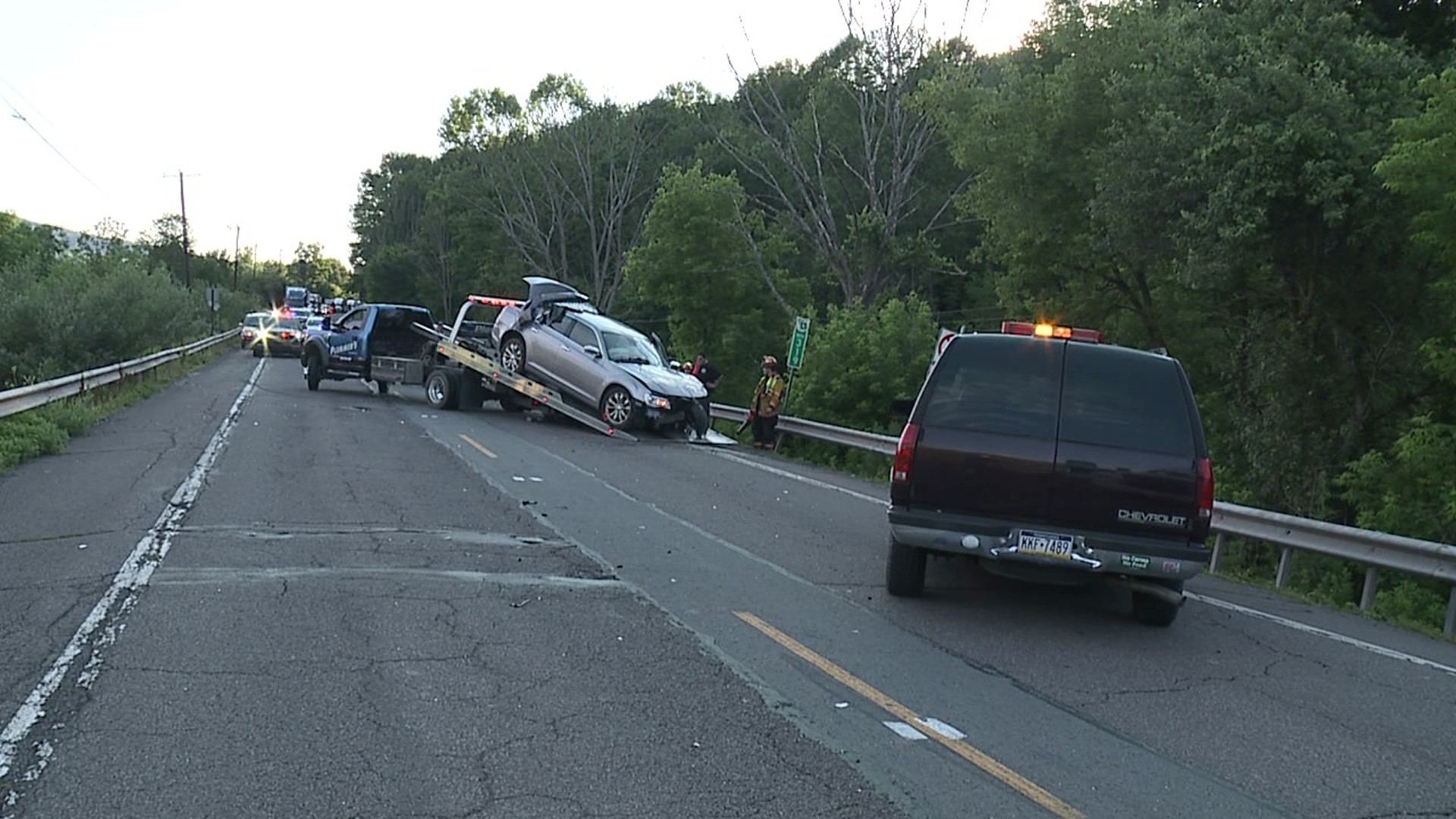 A wreck sent two people to the hospital. State police said one person was thrown from their car along Route 6 near Factoryville.