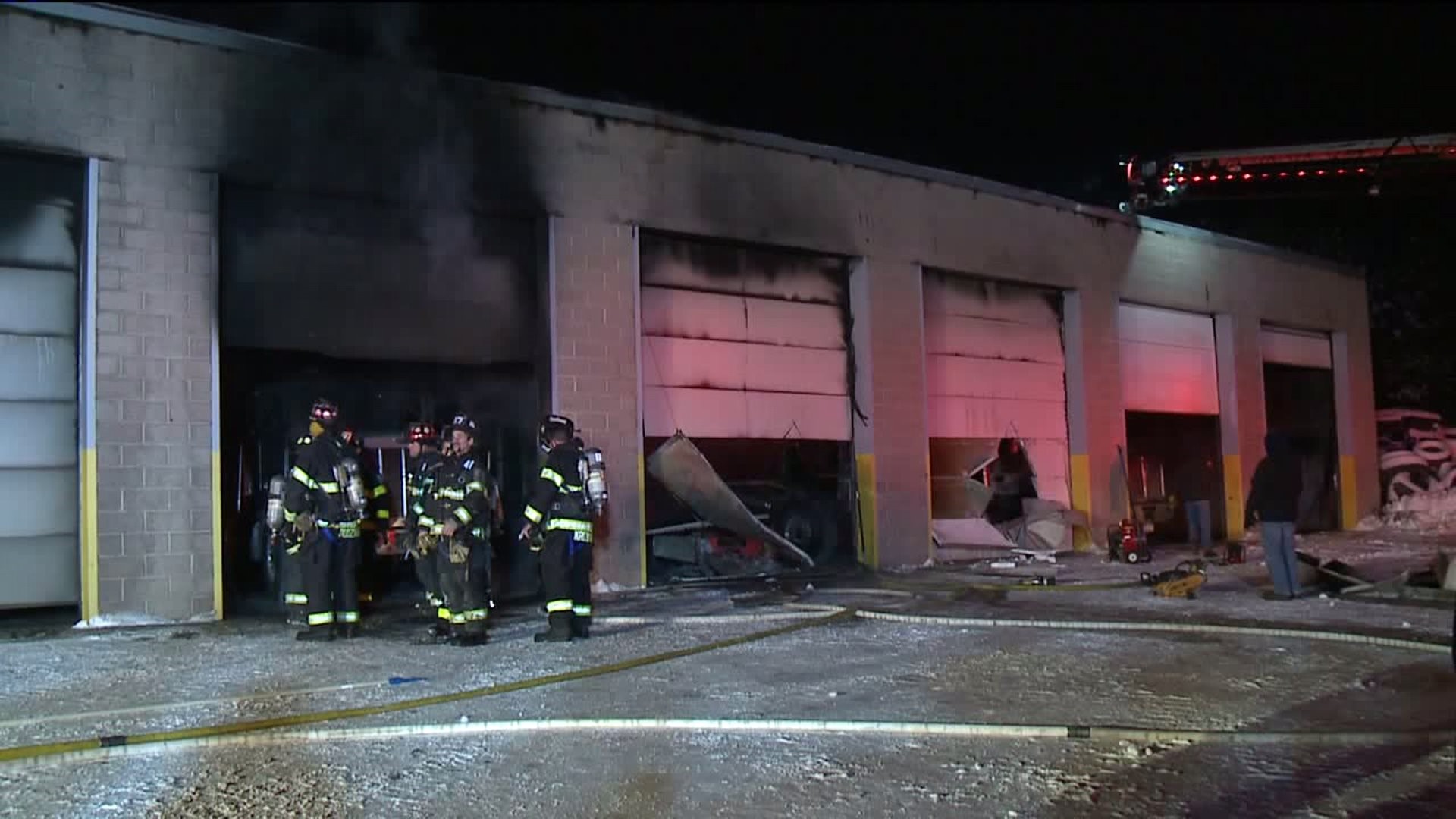 Big Rig Damaged by Fire at Concrete Company in Throop