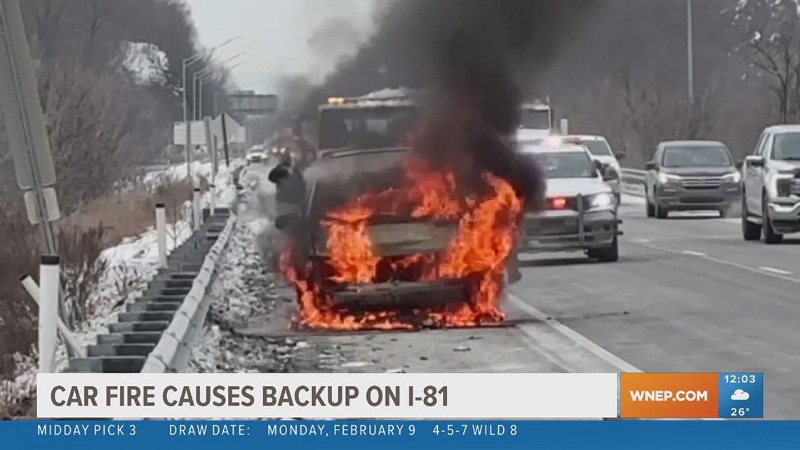 Car fire cause backup on I-81 in Lackawanna County | wnep.com