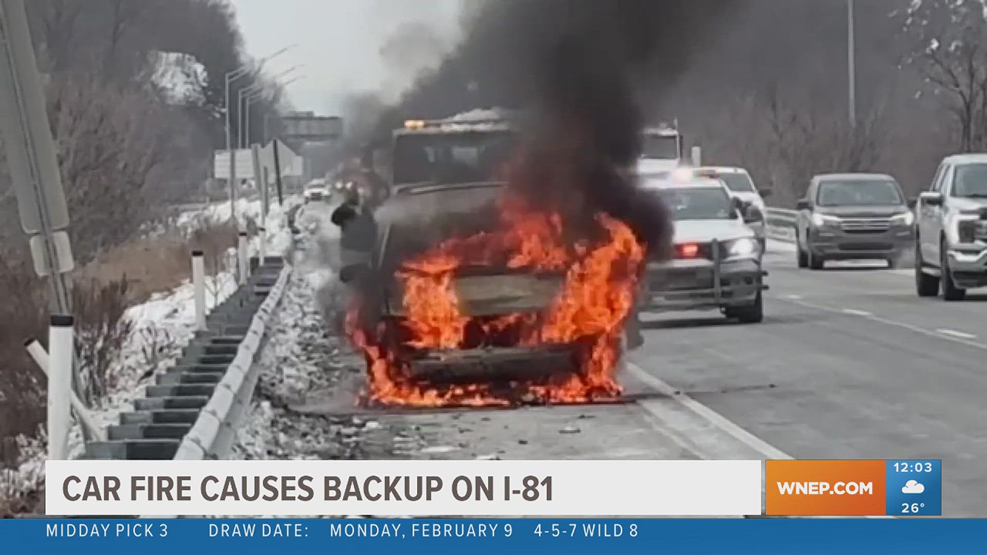 Car fire cause backup on I-81 in Lackawanna County | wnep.com
