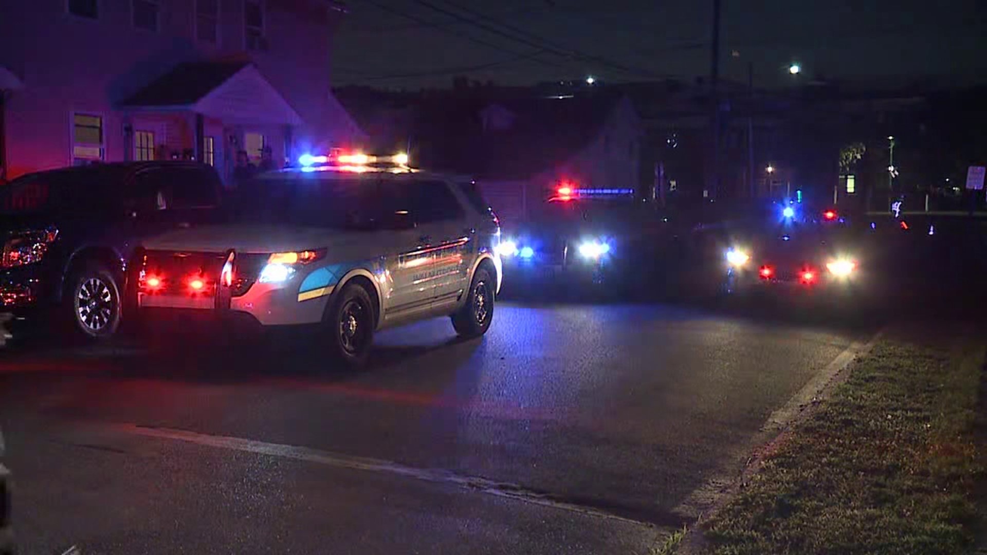 A heavy police presence occupied the area where Lehigh Avenue intersects Fourth Street in Palmerton Monday night.