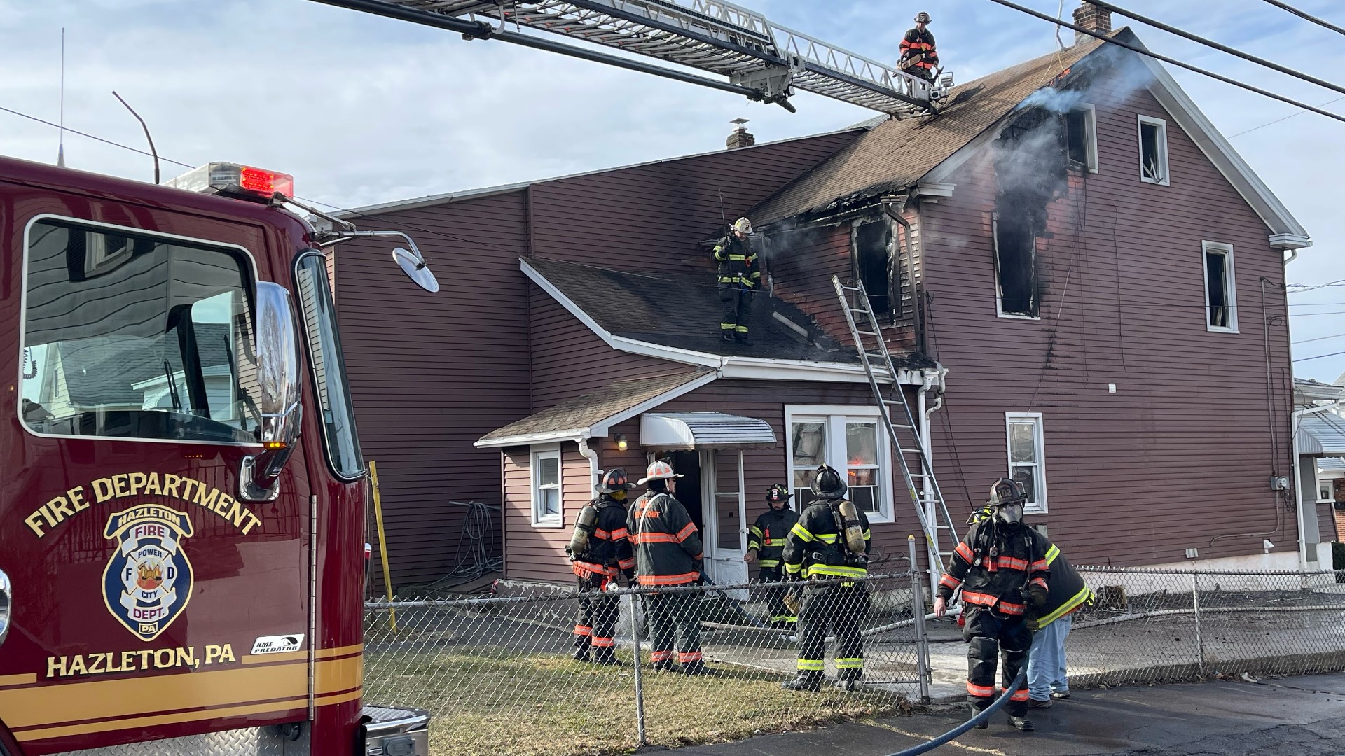 A fire damaged a house Tuesday morning in Luzerne County.