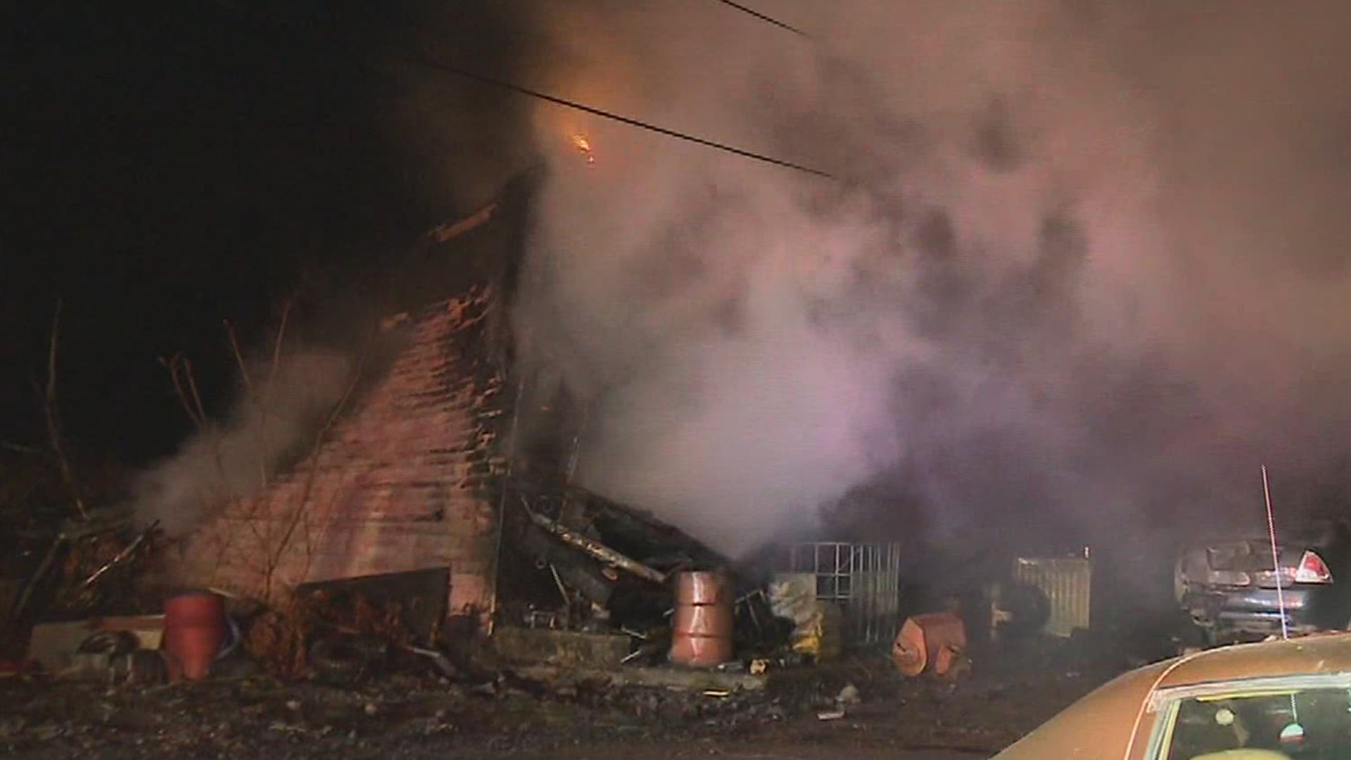 Flames destroyed a vacant house late Monday night in Shenandoah.