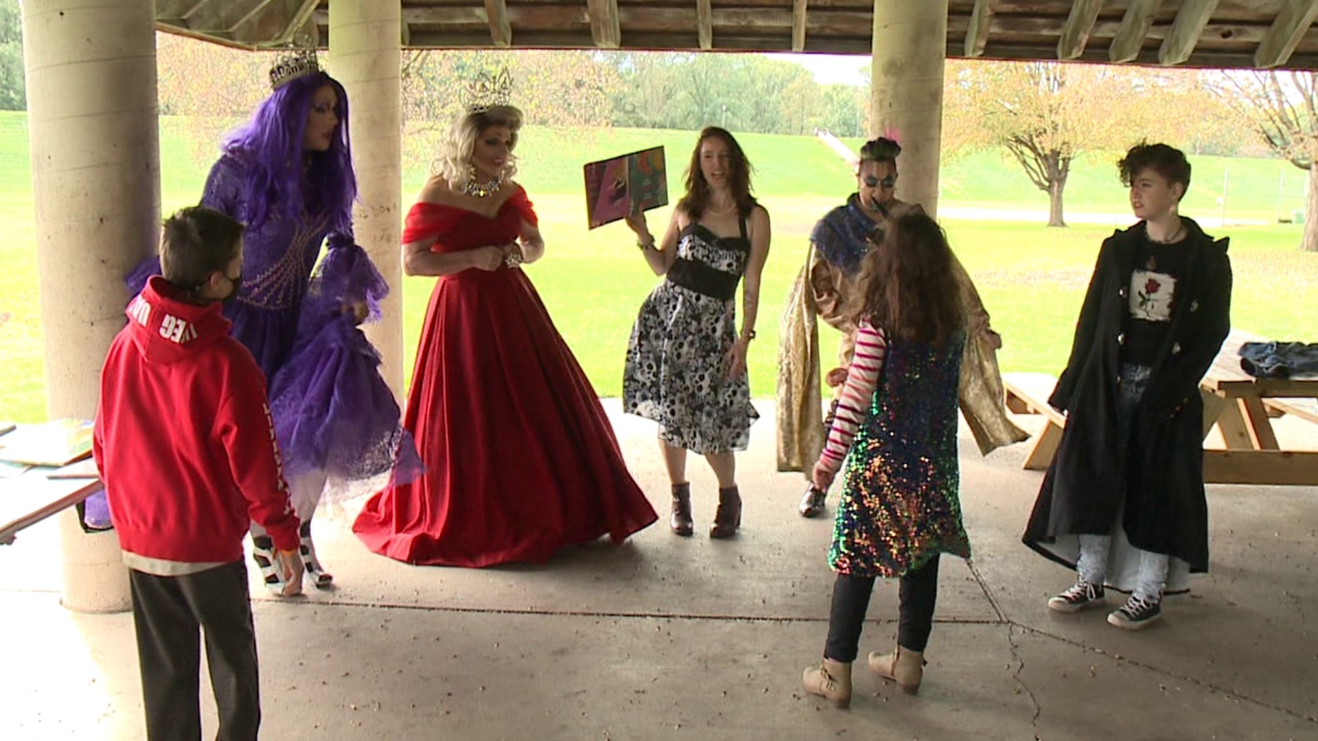 Families were invited to come by in costumes to read and sing along with some local performers.