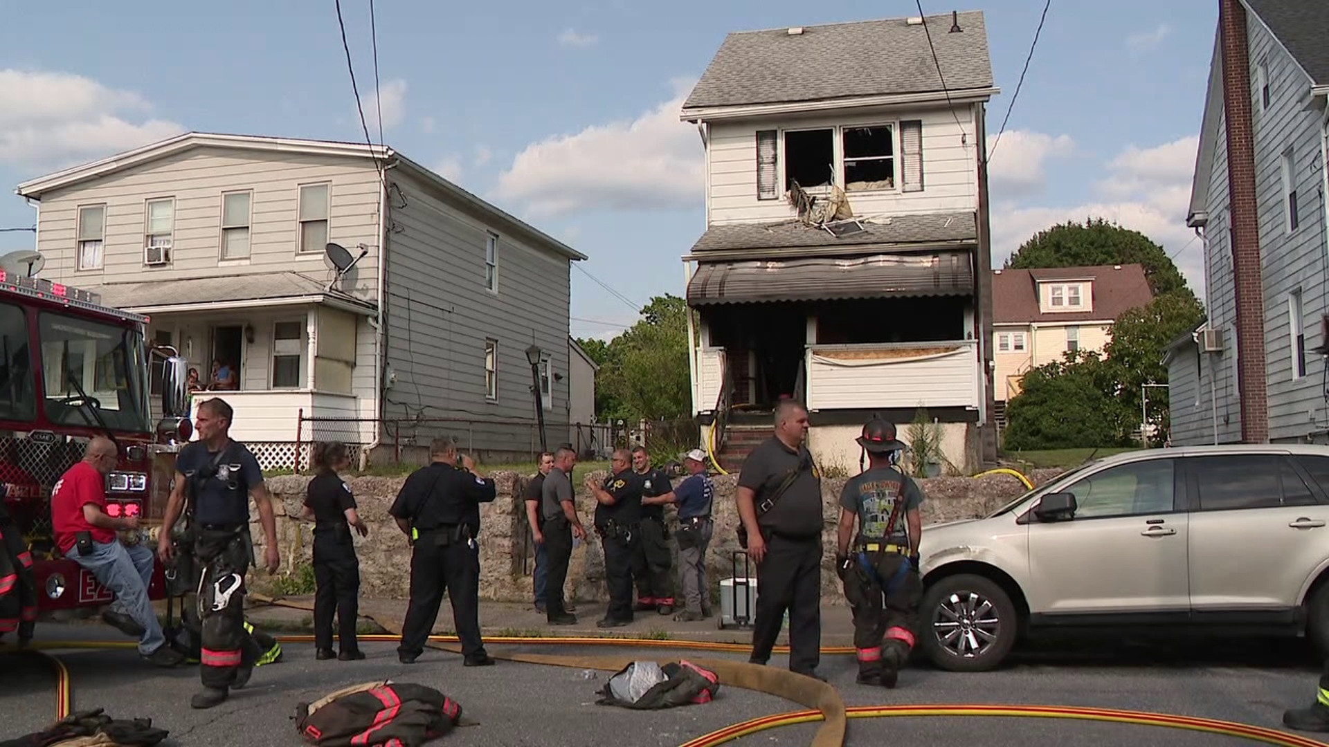 Flames broke out shortly before 4 p.m. Saturday along the 700 block of North Locust Street in Hazleton.