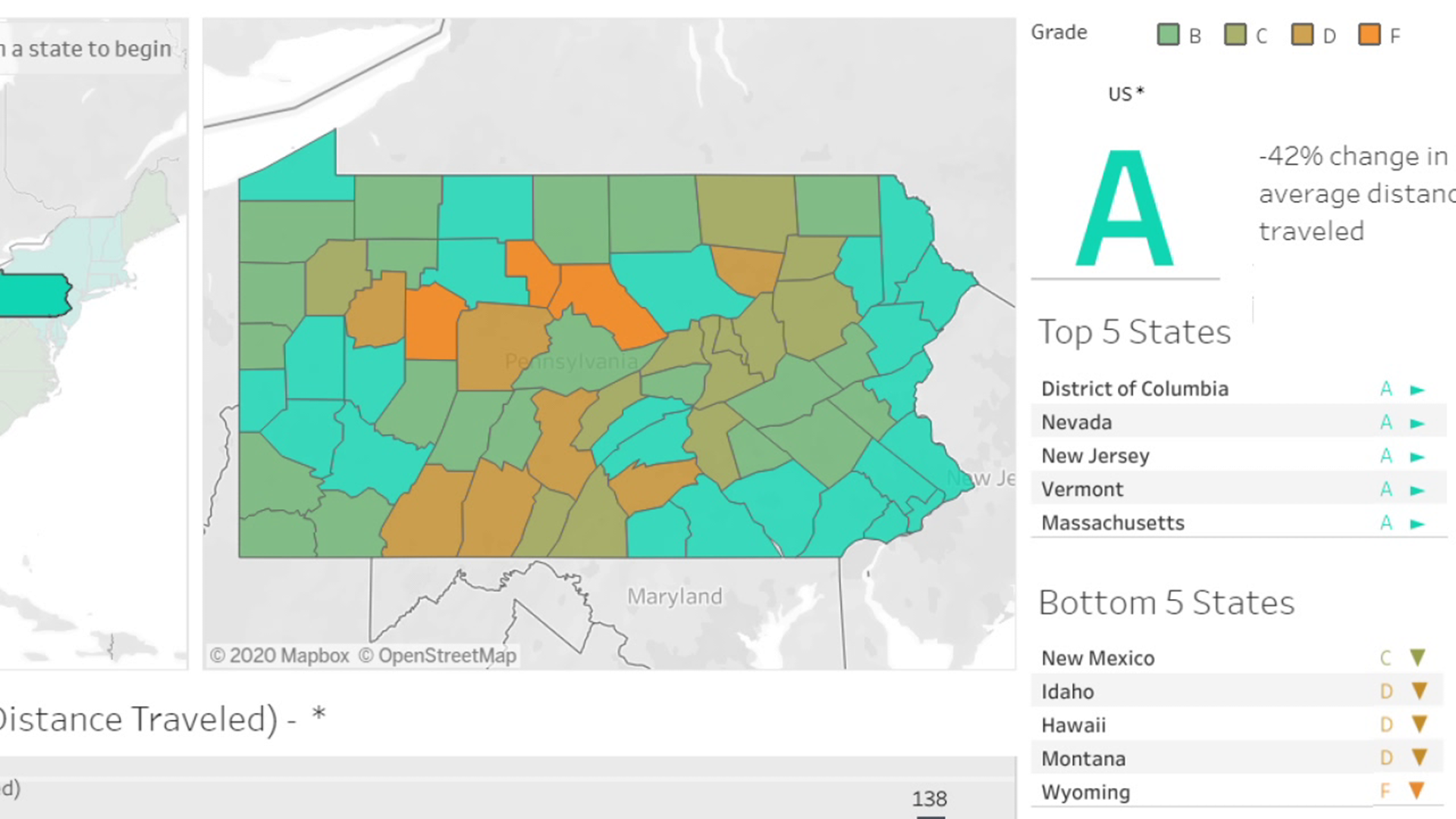 A company that gathers human mobility data has put together a map that tracks how much people are moving now, as compared to before the coronavirus hit.