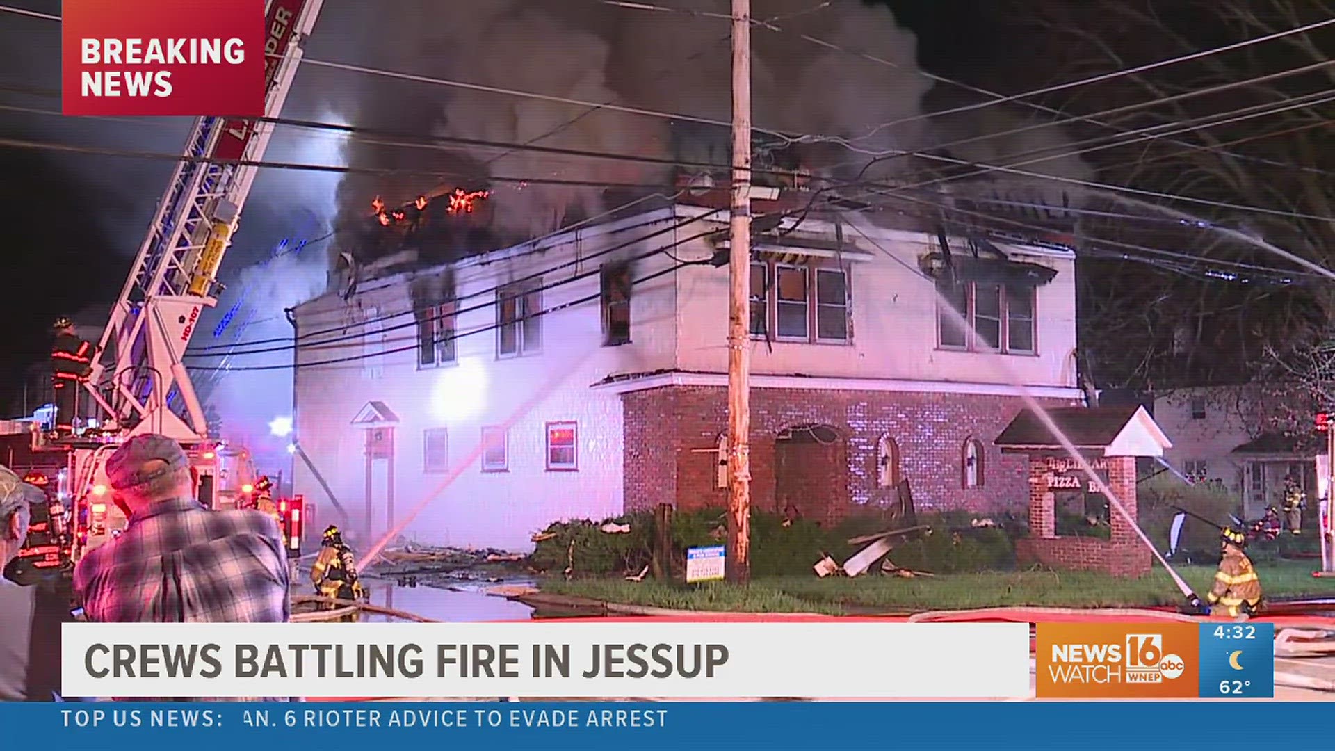 The pizza shop known as "The Library" caught fire early Friday morning in Jessup.