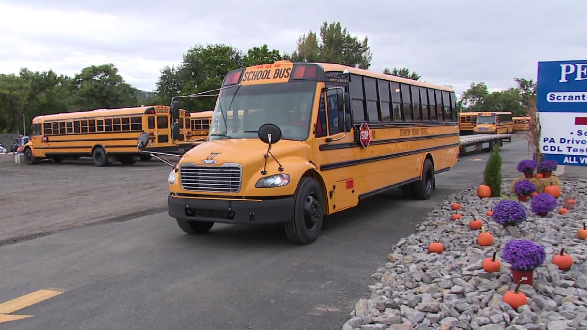 The Scranton School District unveiled two of its 25 new school buses set to join its fleet.