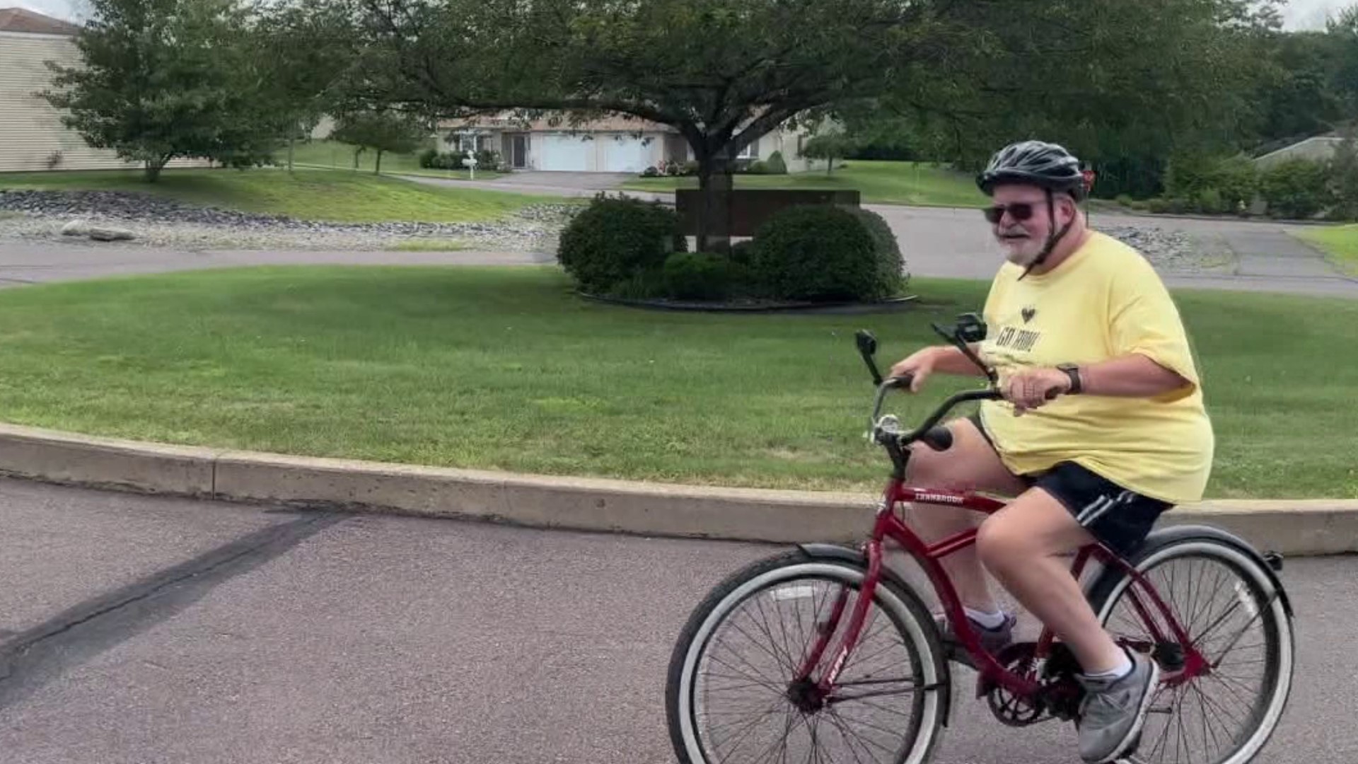 A member of the Wesley Village community in Jenkins Township has been riding his bike for St. Joseph's Center for three years.