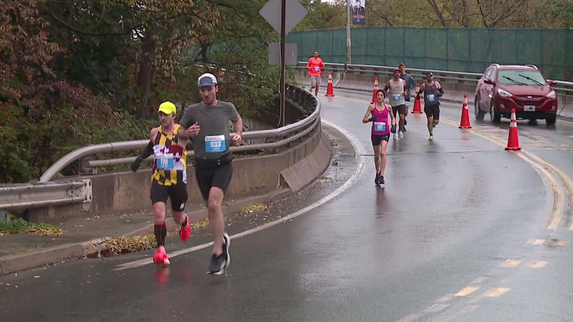 The wet weather didn't stop hundreds of runners from racing through the greater Scranton area for Sunday's 27th Steamtown Marathon.